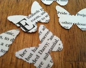 novel wedding confetti hand stamped from Pride & Prejudice by Jane Austen - 300 butterfly shaped confetti