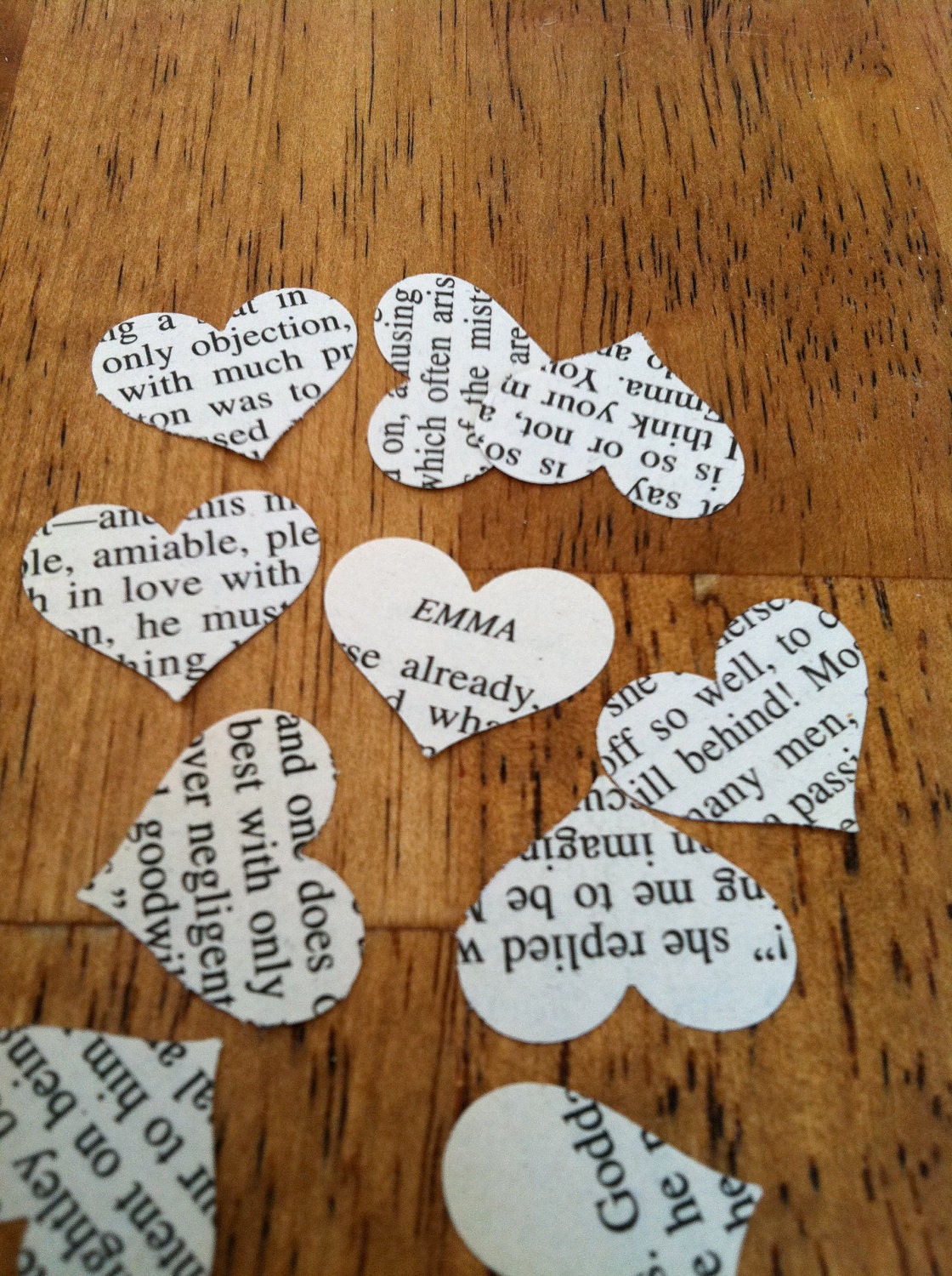 novel wedding confetti - Emma by Jane Austen - 500 heart shaped confetti