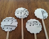 Vintage sheet music cupcake topper - set of 25 picks Beethoven, Mozart, Brahms