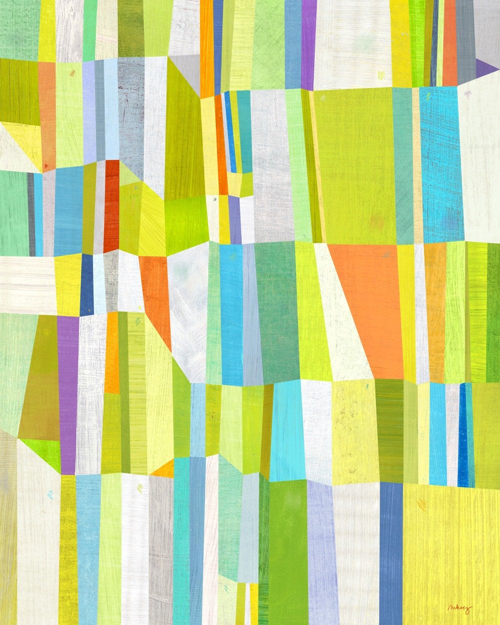 Yellow and Green Geo Print