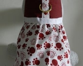 Art Deco Abstract PAW PRINT Burgundy Dress for your Cat, Dog or Ferret. Custom made dress for you and your pet.