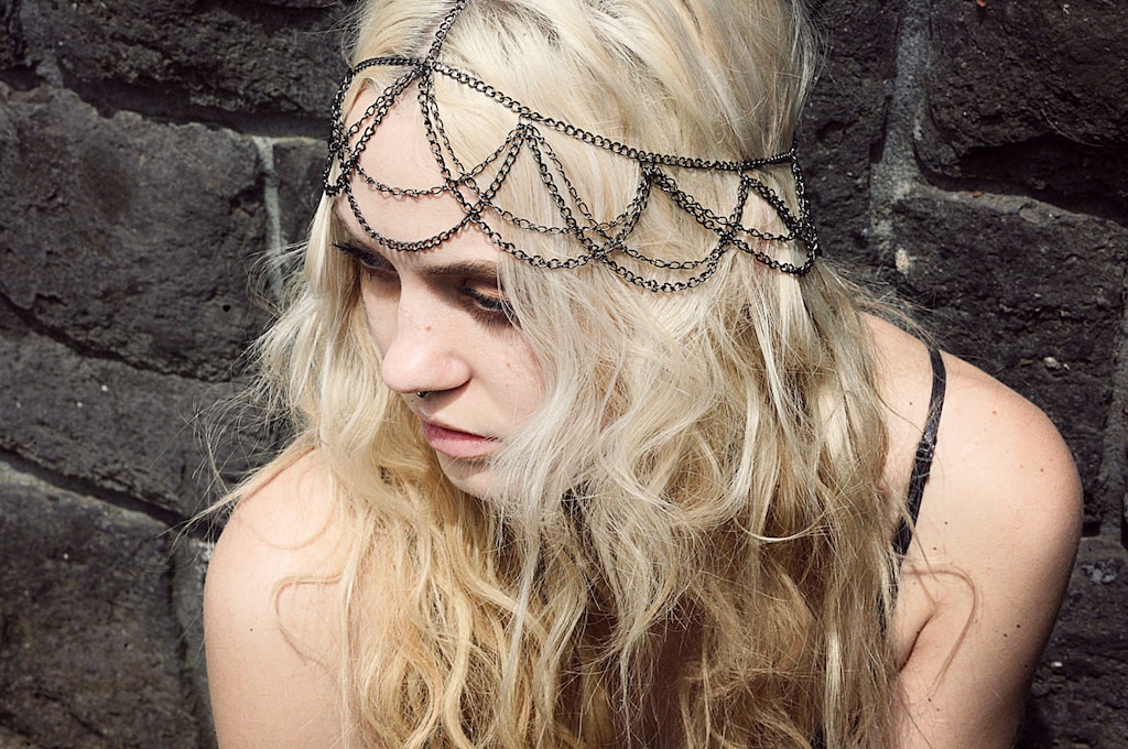 SALE Handmade Gun Metal Snake Charmer Multi-Layered Multi Tiered Chain Headpiece