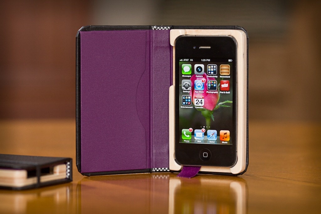 NEW Color Little Black Book for iPhone4/4S with Hidden Pocket, Plum interior  Ships Priority Mail
