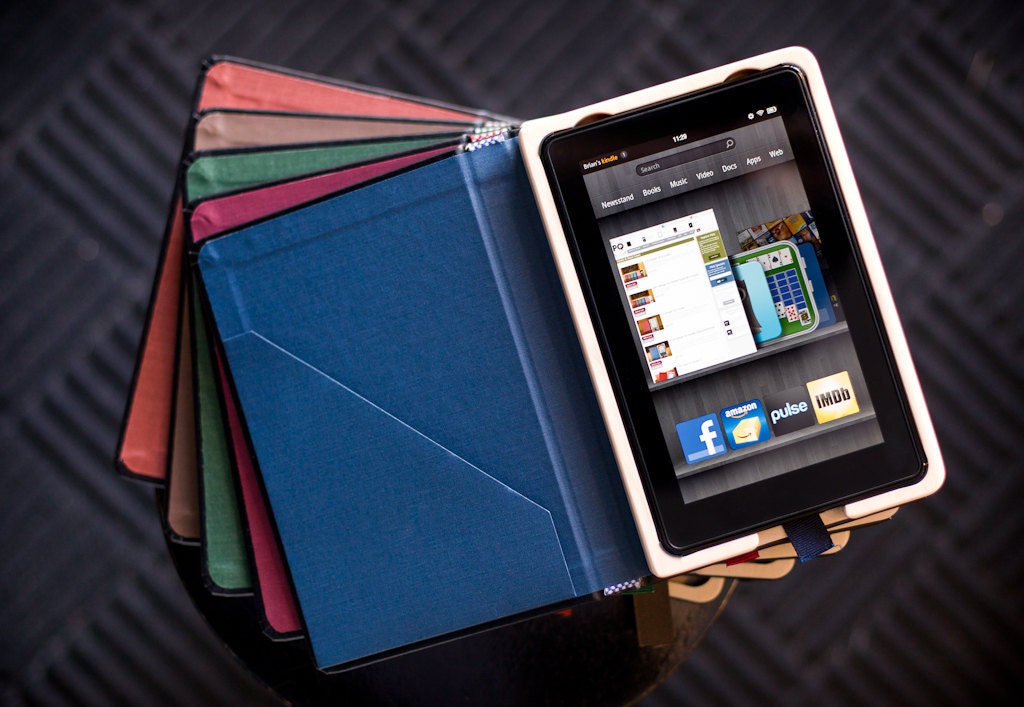 SALE  - The Fire Keeper for Kindle Fire Tablet hard case Black/Camden Blue with Pocket Ships Priority 1-3 Day