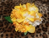 Wild Tangerine Yellow Flower with White Accent Hair Clip