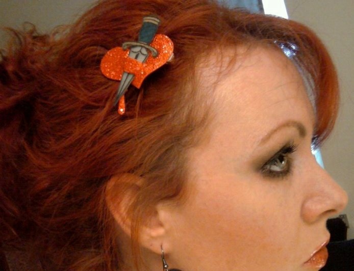 heart and dagger hair clip