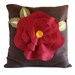 Brown with Red Poppy Felt Pillow