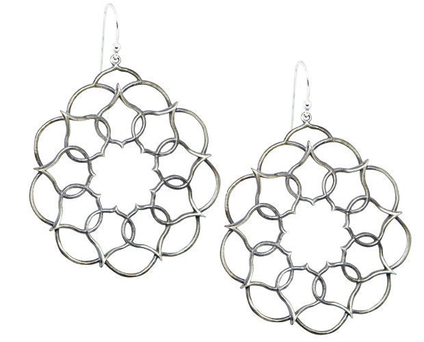 Silver Earring - Moroccan Style Arabesque hoop