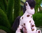 Stuffed Rocking Horse Toy Pink and Brown Polka Dot