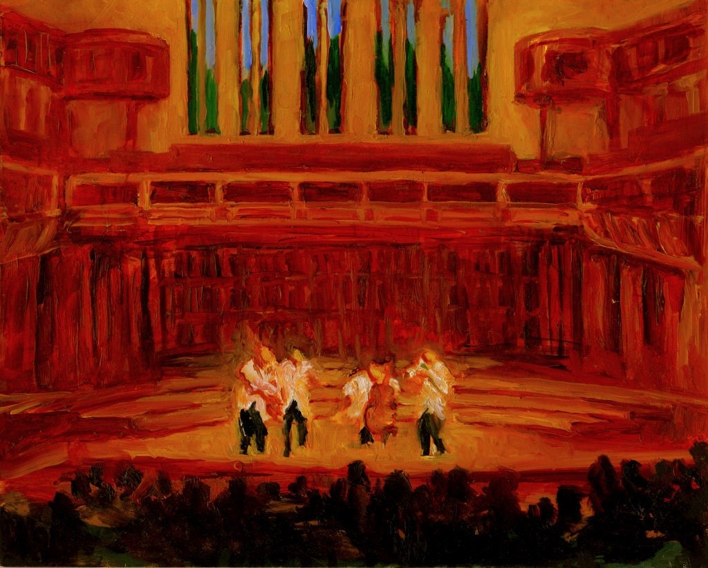 Emerson String Quartet at Tanglewood, Original Oil Painting, 8x10, Wood Frame