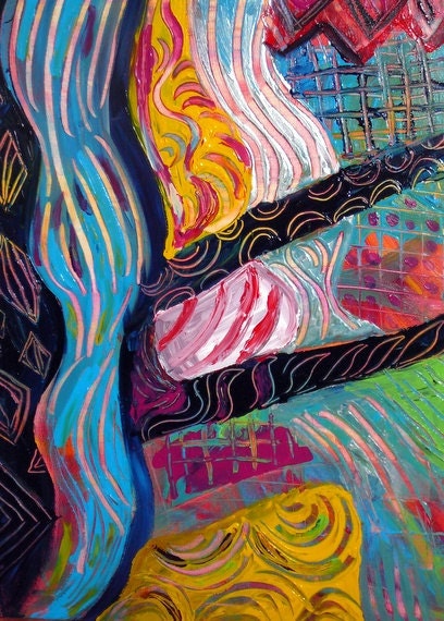 Abstract Painting Original Art Multicolored Textured Painting on Canvas Ready to Hang 24 by 36