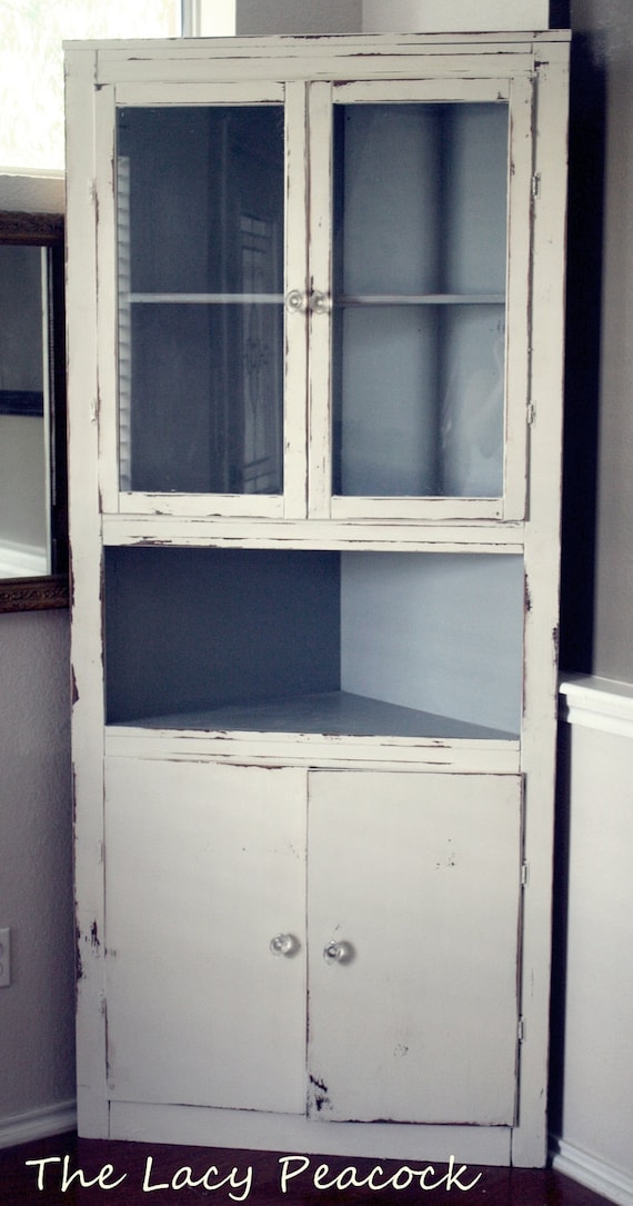 Handmade Vintage Corner Cabinet Shelf/Bar