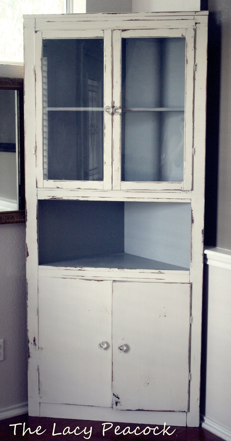 Handmade Vintage Corner Cabinet Shelf/Bar