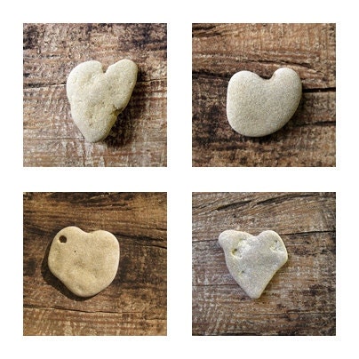 The Heart Rock Band - 4 natural heart shaped beach stones rocks pebbles