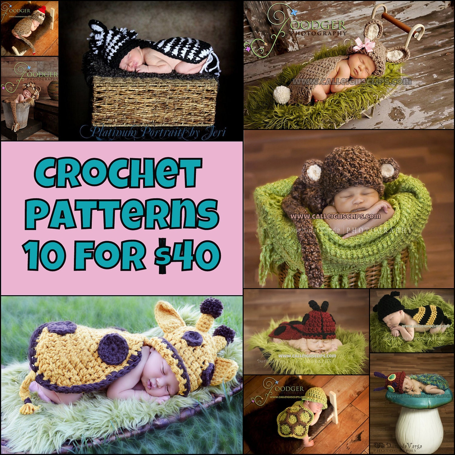 Crochet Pattern Bundle - Cuddle Critter Capes - 10 for 40.00 - digital PDF Files (not finished items)