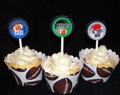 Football Cupcake Toppers for Football Tailgate Birthday Party