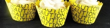 Caution Tape Cupcake Wrappers for Construction themed birthday party