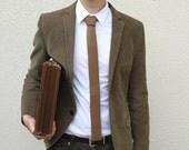 Toffee Brown Neck Tie in British Spun Lambswool Gift For Him - MADE TO ORDER