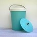 Retro Turquoise Blue Ice Bucket Cooler - Mid Century Plastic Beverage Pail for Summer