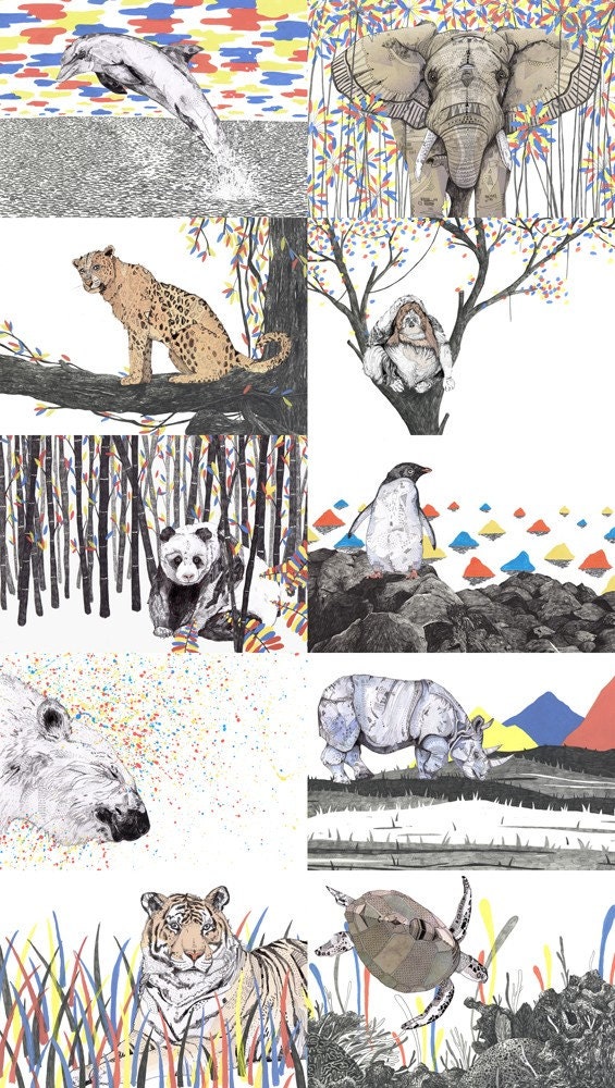 Endangered Animals Postcard Set // Reserved for Romi