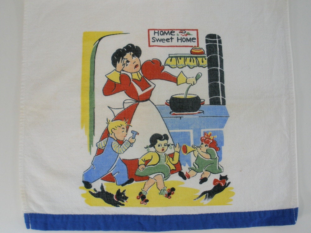 Vintage "Home Sweet Home" Tea Towel