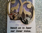 wolf animal totem gold howling wolf art jewelry handmade earrings