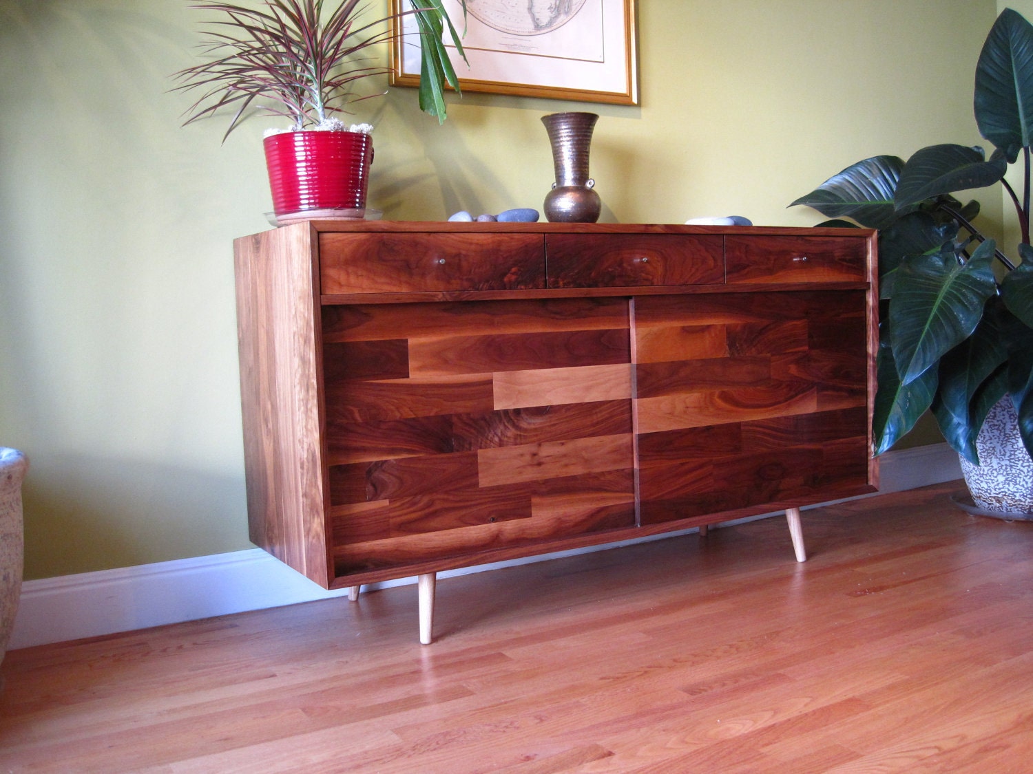 Mixed Walnut-Paneled Credenza