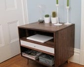 Mid Centeury Solid Walnut Bedside Storage Cabintet With Drawer