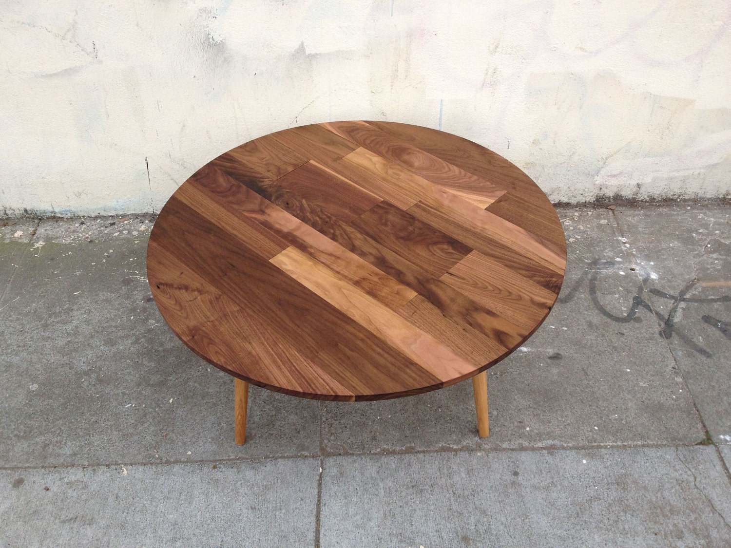 Round Walnut Cocktail Table