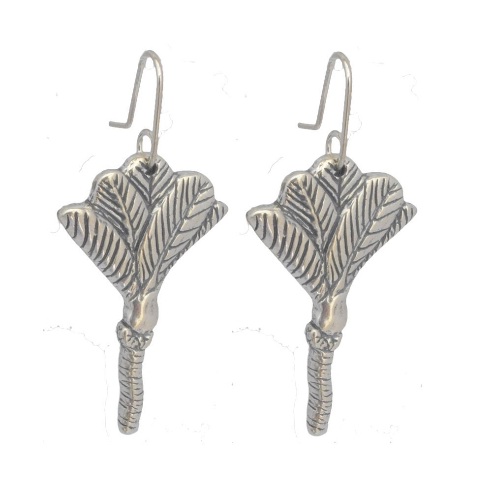 New Zealand Nikau Palm Sterling Silver Earrings