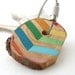 SUMMER SALE 20% OFF - Chevron rainbow colour keychain with warm brown pine wood and stainless steel cord