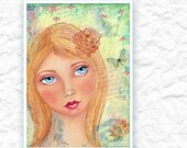 Folk Art Mixed Media Painting Sabine Print