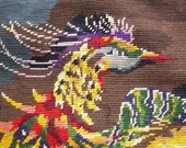 needlepoint tapestry paradies bird, vintage, France