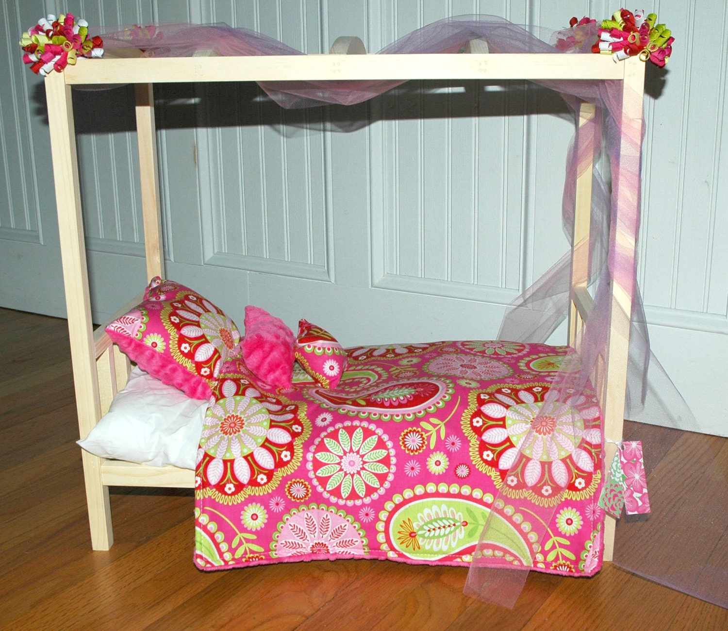 Doll Bed-Canopy Gypsy Bandana Doll Bed-Fits American Girl Dolls and 18 Inch Dolls