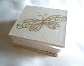 Cream and Gold Butterfly Mini Lotus Flower Accordian Book-Blank Journal-Blank Book-Pop Up Book-Keepsake Book