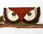 Owl Clutch Wristlet- New Silk and Vintage Silk Kimono with Contrast Quilting - MADE TO ORDER