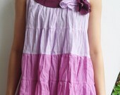 Fresh Mangosteen Flower Floral Sleeveless Purple Cotton Blouse, violet blouse