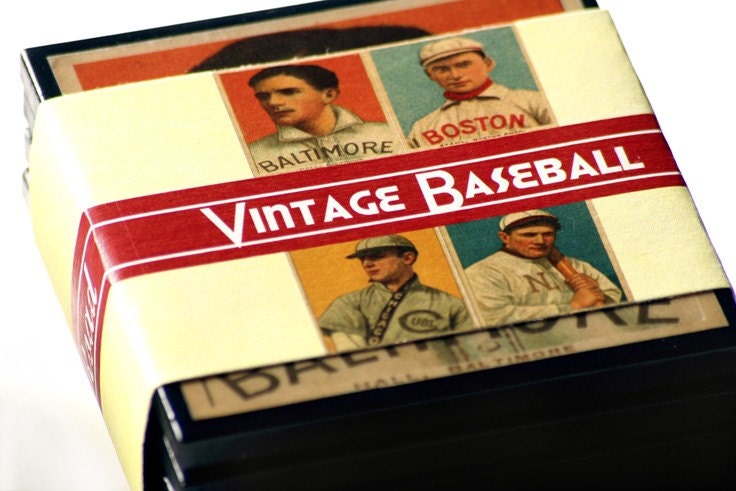 Vintage Baseball Card Drink Coasters Set of Four Sports Decor