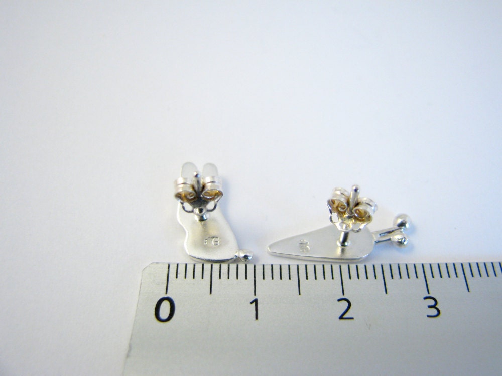 Bunny RABBIT CARROT Sterling Silver Stud Earrings Mini Zoo series