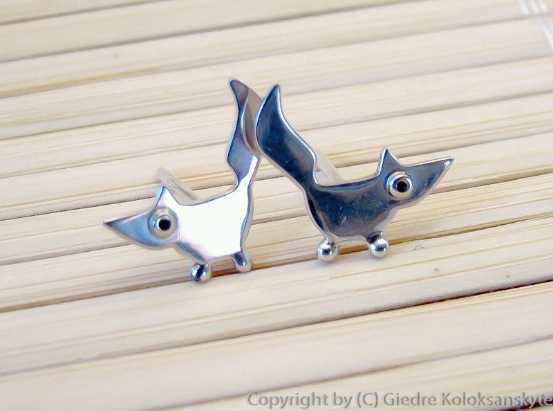 FOX Stud Earrings Sterling Silver Mini Zoo series
