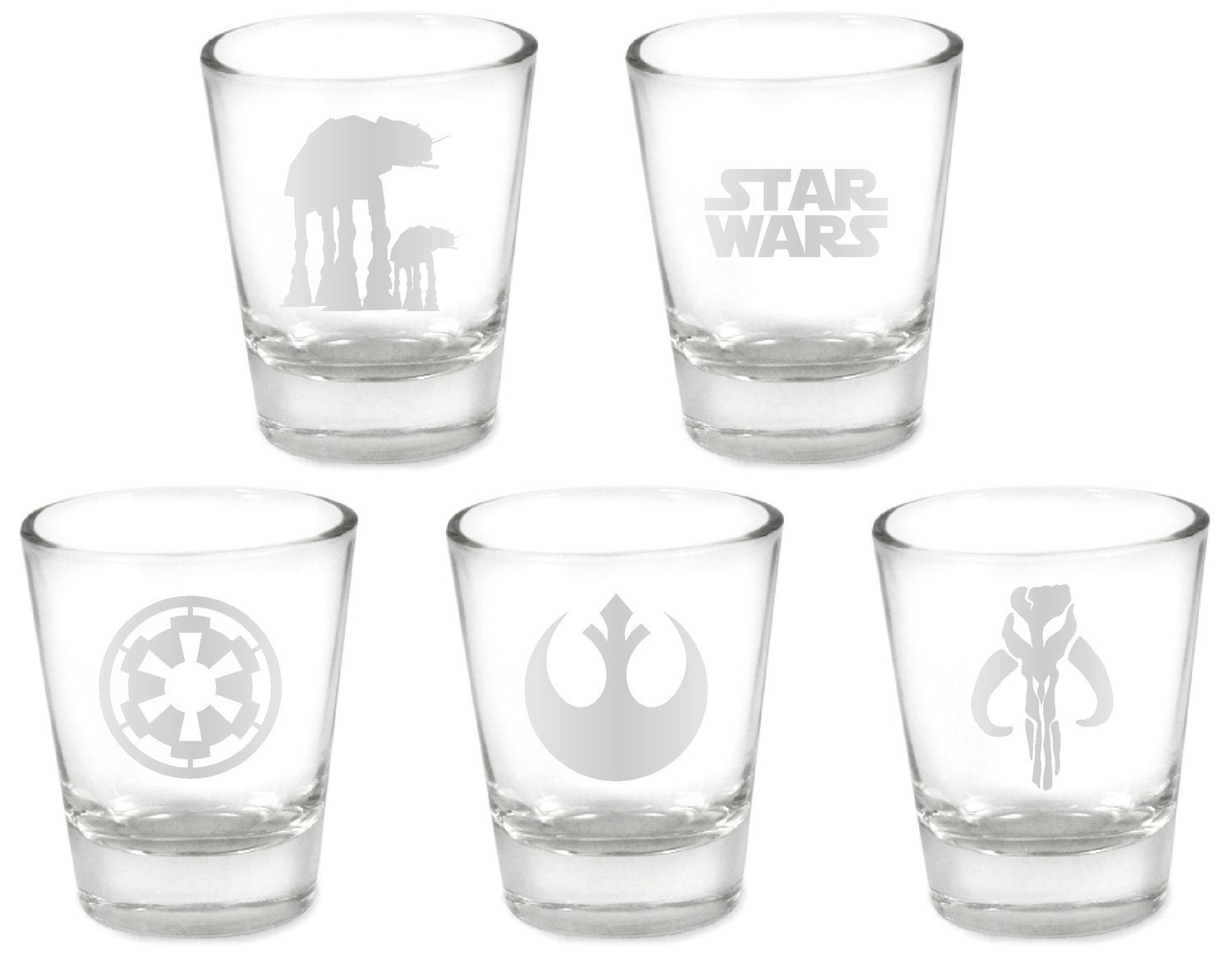 Star Wars Custom Etched 5pc. Shot Glass Set