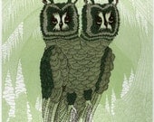 Owl Screenprint - Green (18x24)