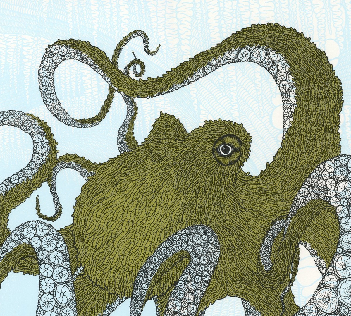 Octopus Screenprint - Blue and Green 22x30