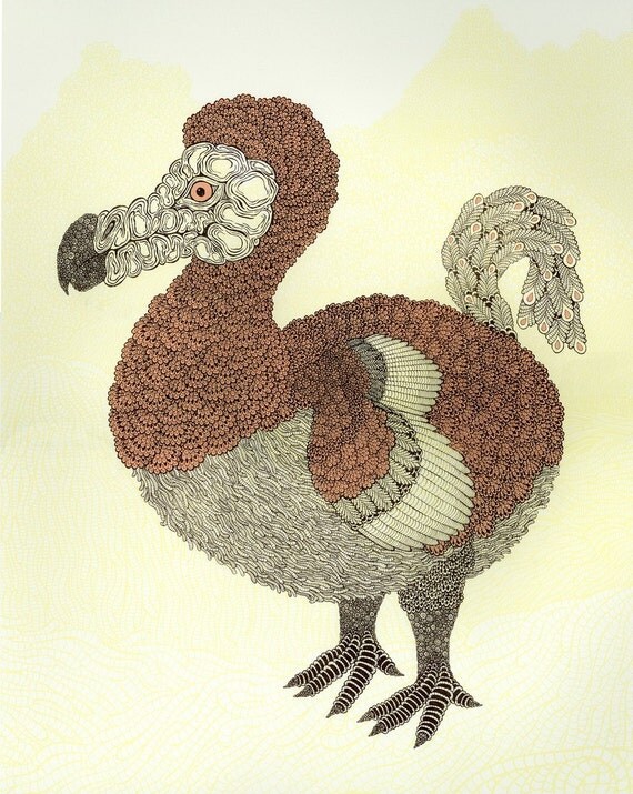 Pink Dodo Bird Screenprint 18x24