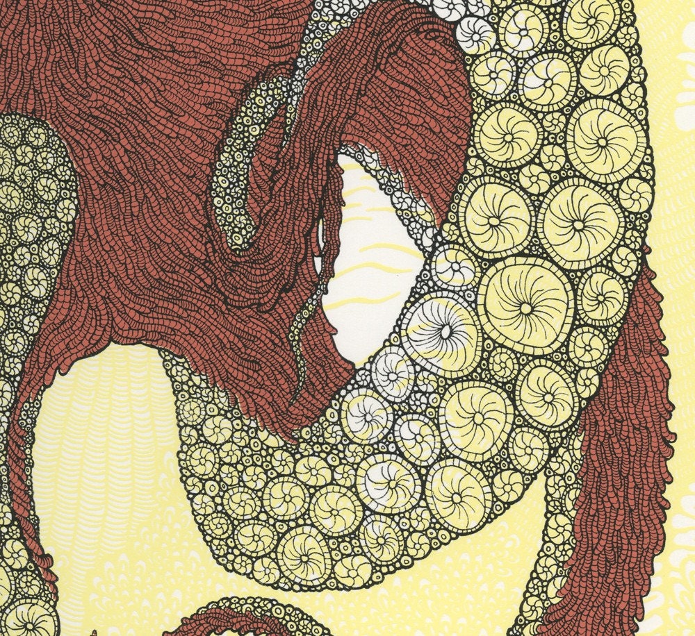 SUMMER FUN SALE Pink Octopus Screenprint 22x30