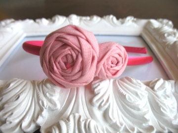 Soft Pink fabric flower headband hair clip