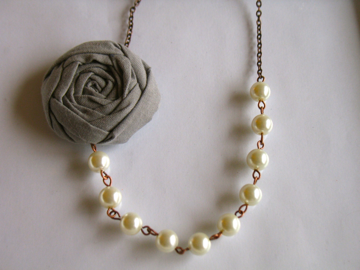 Rugged Grace fabric flower statement necklace