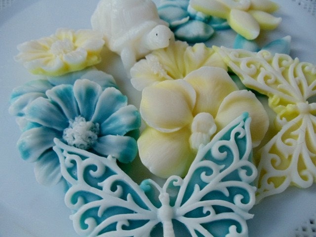 butterfly, turtles, flowers gift set soap favors - baby shower favor, bridal favor, wedding gifts, quinceanera, birthday party favor