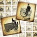 Vintage transportation automobiles and bicycles digital collage sheet 1x1 inches (106) Buy 3 - get 1 bonus