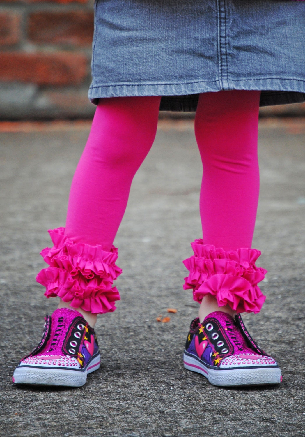Hot Pink Ruffle footless tights by ISADORAKIDS on Etsy